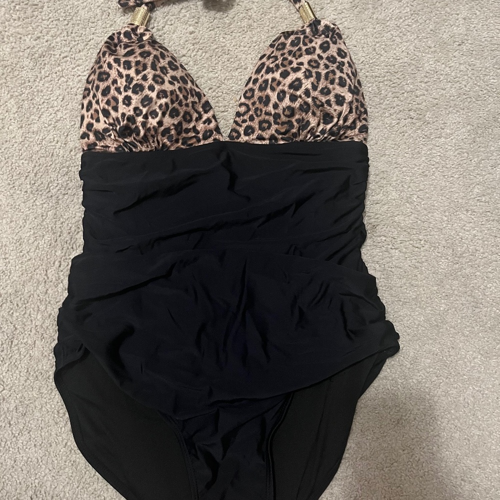Black and leopard one piece